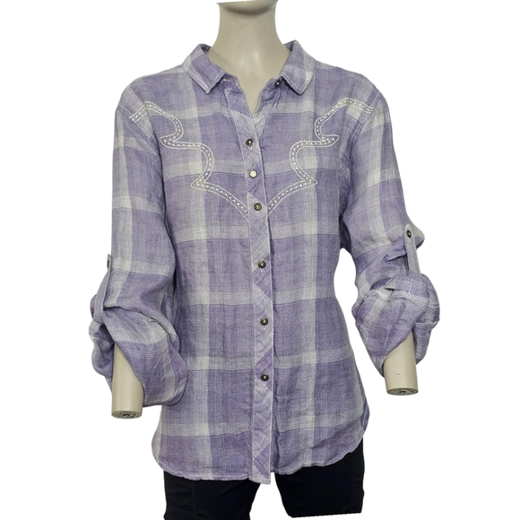 Shyanne Western Shirt Women's Sz XXL Purple Long Sleeve Cowgirl - Picture 3 of 10